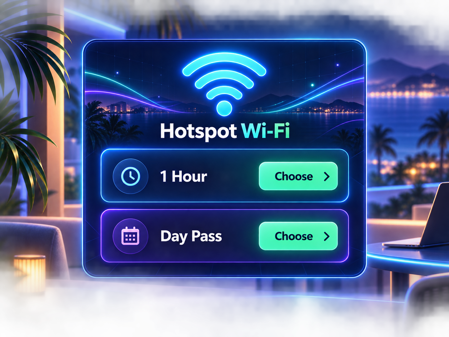 Neon hotspot Wi-Fi portal preview